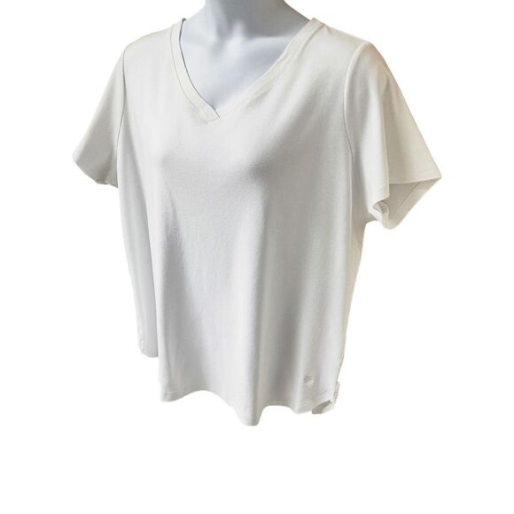 ISAAC MIZRAHI LIVE ESSENTALS Plus Size White V- Neck Short Sleeve Top Size 3X - Picture 5 of 16